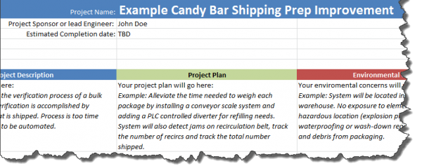 equipment specification template
