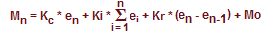 PID equation for the loop at sample six