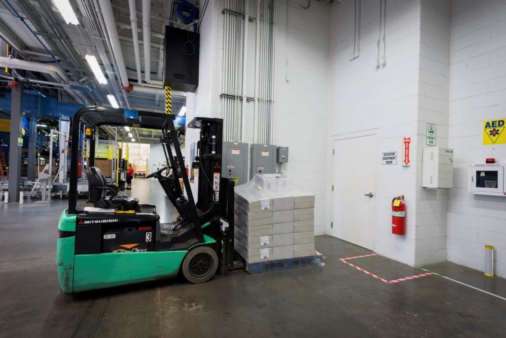 forklift carrying pallet