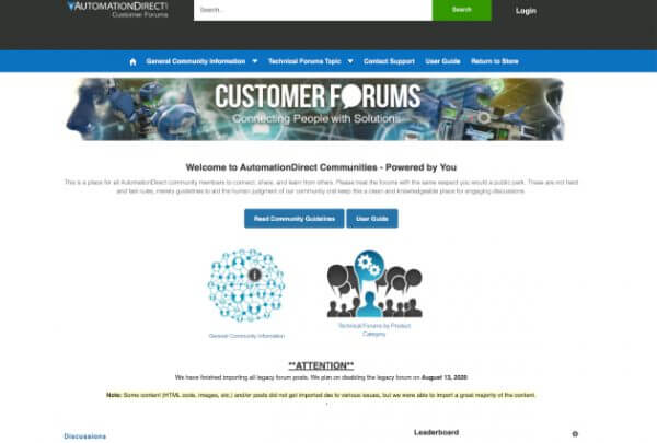 New Customer Community Forum | Libray.AutomationDirect.com