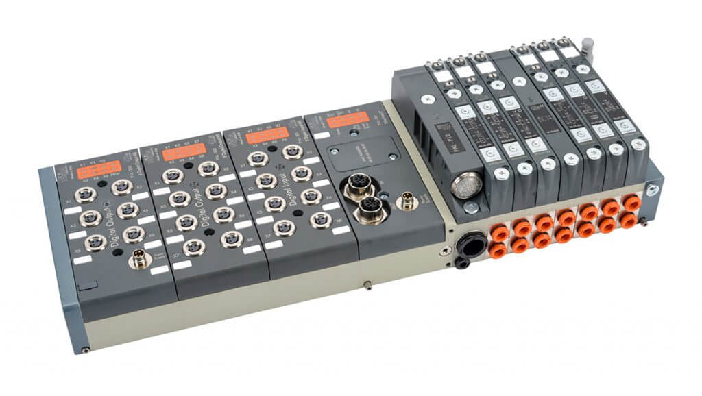 NITRA PAL, electro-pneumatic system with EtherNet I/P adapter, pneumatic valves and I/O