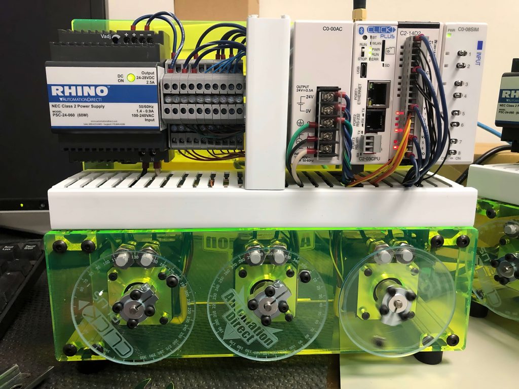 micro plc and stepper motor in action