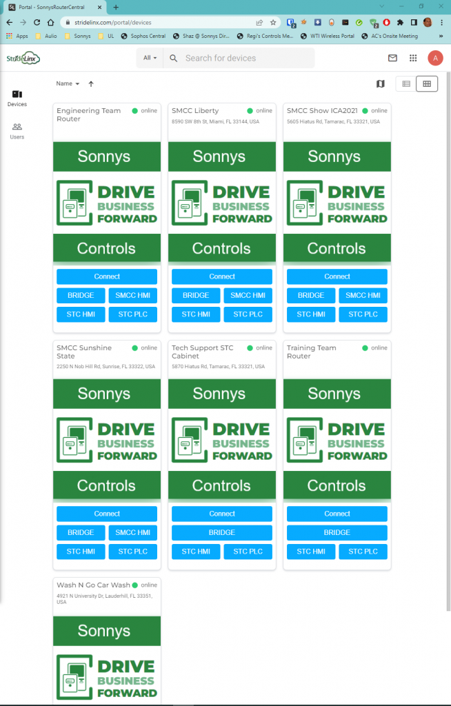 StrideLinx VPN webpage