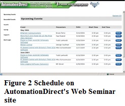 Schedule on AutomationDirect's Web Seminar site