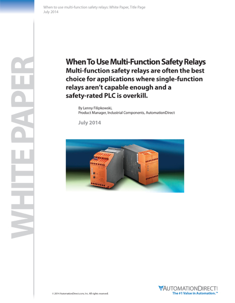 When To Use Multi-function Safety Relays | White Paper