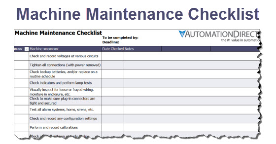 hydraulic system schedule maintenance Free Template Machine Maintenance Checklist