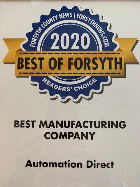 AutomationDirect Voted “Best of Forsyth” for Second Year in a Row