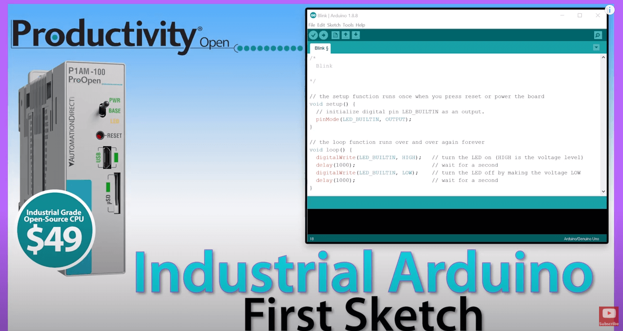 Productivity Open Industrial Open-source Controller: First Arduino IDE Sketch