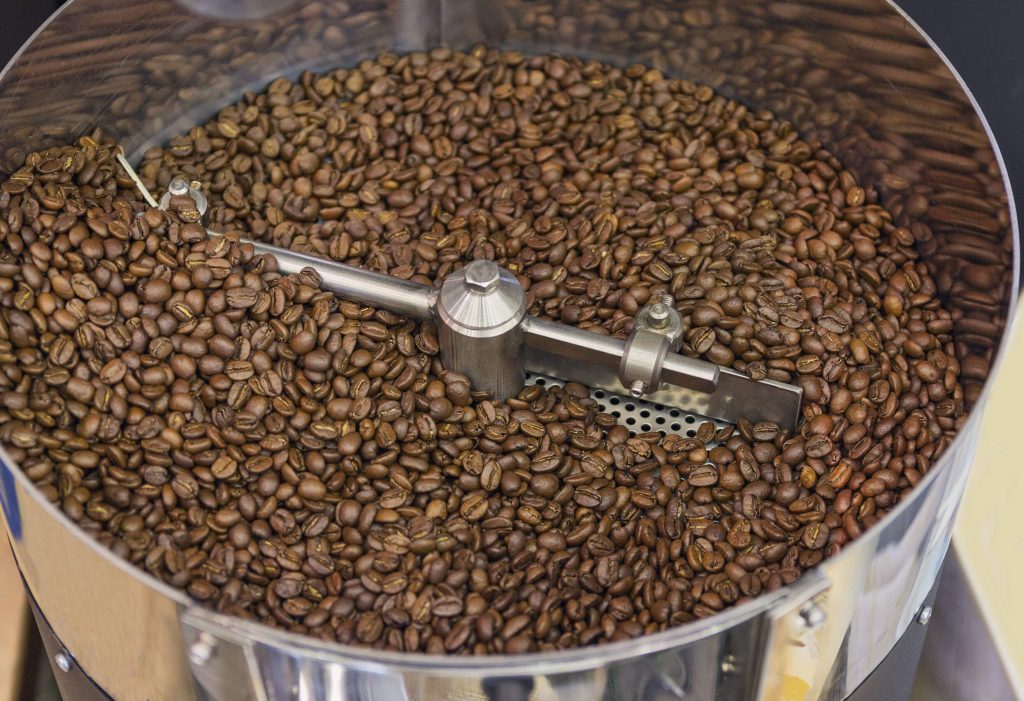 coffee beans being stirred, example of DC motor control