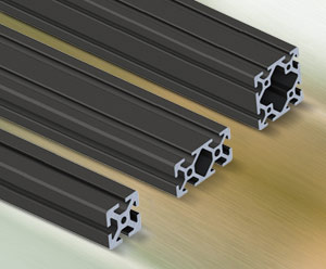 SureFrame Black Anodized T-slotted Rails from AutomationDirect