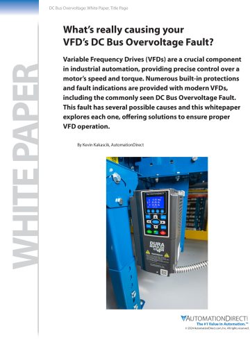 What’s Really Causing your VFD’s DC Bus Overvoltage Fault? | White Paper