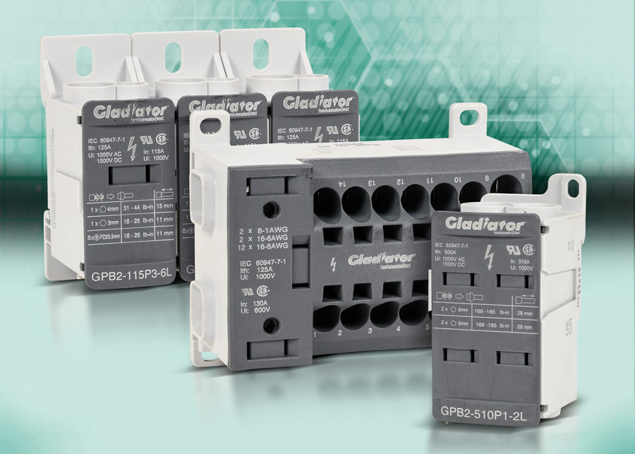 Gladiator GPB1 and GPB2 series enclosed-style terminal blocks