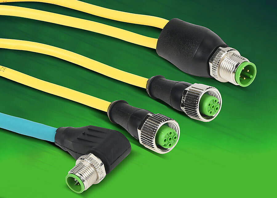 A-coded M8 and M12 sensor and signal cables